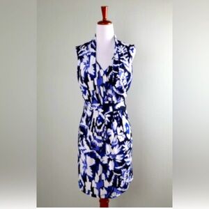 Chico’s Abstract Blue & Black slinky comfy stretch sleeveless Dress SZ 1 US 8